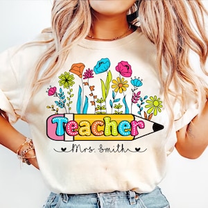 Custom Teacher Wildflowers Png, Teach Them Love Them Watch Them Grow Png, Teach Love Inspire, Teacher Floral Png, Teacher Appreciation