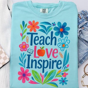 Teach Love Inspire Png, Boho Floral Teacher Png, Teacher Png, Retro Teacher Png, Teacher Gift Png, Teacher Sublimation, Back to School