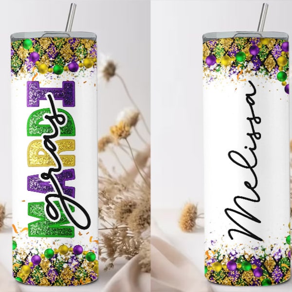 Carnival NOLA Mardi Gras, Mardi Gras 20oz Skinny Tumbler Png, Bourbon Street Party, Fat Tuesday Png, Mardi Gras Tumbler Sublimation Design