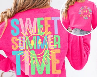 Sweet Summer Time Neon Png, Beach Life PNG, Sunshine Png, Summer PNG, Trendy Summer Sun Design, Distressed Beach PNG, Lake River Png
