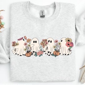Retro Floral Ghosts Png, Vintage Ghost Png, Ghosts with Flowers PNG, Cute Halloween Ghosts Png, Spooky Season PNG,Boujee ghost, Spooky Vibe