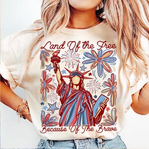 Land der freien Png, Retro Freiheitsstatue Png, Pinselstrich Amerika Png, Girly 4. Juli Png, Boho Floral USA Flagge, American Girl Png