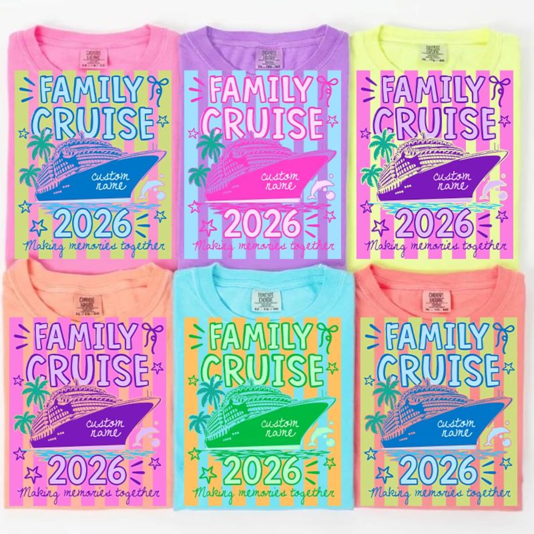 Neon Striped Family Cruise 2026 Png, Making Memories Together Png ...