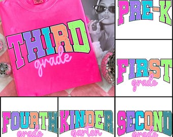 Pacchetto PNG "Preppy Back to School", design per maglietta "Maestro Coquette" per il primo giorno di scuola, stampa a sublimazione con matita per insegnanti, scuola materna, 1a/2a/3a/4a elementare