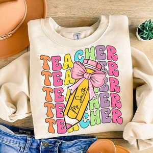 Teacher Coquette Pencil With Pink Bow Png, Teach Love Inspire Png, Teacher Gift, Back To School, Teacher Appreciation Gift, Sublimation