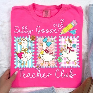 Coquette Back to School Silly Goose Teacher Club PNG, Teacher First Day of School Shirt Design, Preppy Floral , Pre-k 1st/2nd/3rd/4th Grade