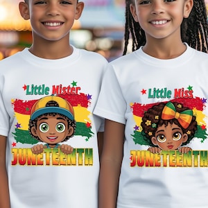 Little Miss/Mister Juneteenth PNG, Black Boy/ Girl Juneteenth Design, African American Pride Png, Cute Juneteenth Sublimation for Kids