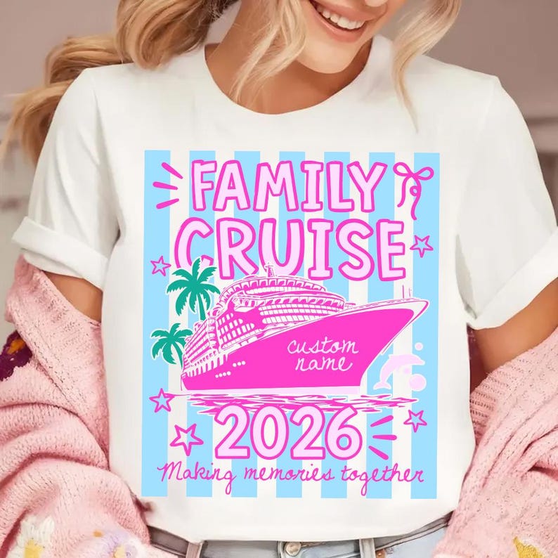 Neon Striped Family Cruise 2026 Png, Making Memories Together Png ...
