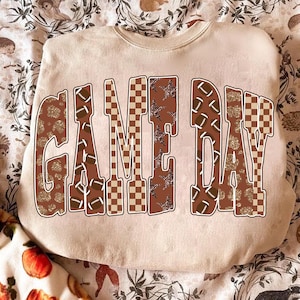 Retro Game Day PNG, Game Day Shirt Design, Football Season Png, Checkered Star Glitter Football PNG, Retro Sports Sublimation Download