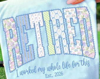 Retro gepensioneerd 2026 flirt blauwe bloemen glitter png, bloemen vintage png, geruite luipaard, grappig pensioen, cadeau leraar, gepensioneerd bloemen