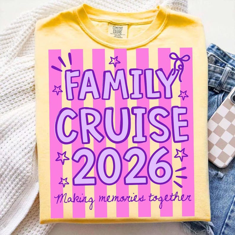 Neon Striped Family Cruise 2026 Png, Making Memories Together Png ...
