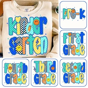 Back to School For Boys PNG Bundle, Kindergarten Dude Png, First Day Png, First/Second/ Third Grade, School Boy Sublimation, Checkered