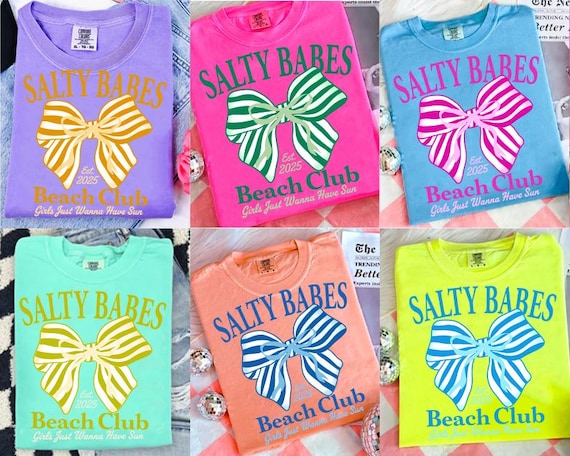 Salty Babes PNG, Coquette Bow Png, Neon Summer Png Shirt Designs, Trendy Summer Beach Png Coquette png Beach Aesthetic png, Preppy Beach png