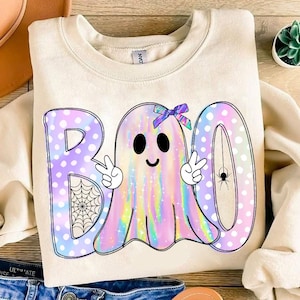 Iridescent Ghost Boo Pumpkin PNG, Coquette Halloween Design, Iridescent Ghost Pumpkin Png, Halloween PNG, Girly Halloween Png,Cute Ghost Png