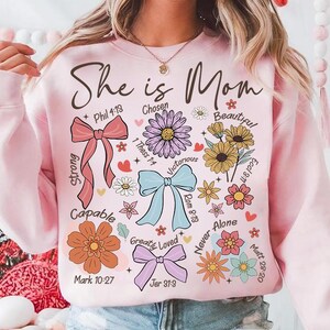 She is Mom Coquette Png, Christian Mama Png, Boho Floral Mama Png, Mom Png, Mother’s Day Gift Png, Wildflower Mama Png, Bible Verses Png