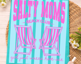 Salty Moms Beach Club Png, Beach Life Png, Sweet Summer Time PNG, Neon Trendy Summer Vibes, Distressed Beach PNG, Lake Pool River Png