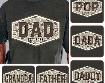 Vintage Camo Dad Est Bundle Png File, Dad Camouflage Png, Dad Camo Png, Dad Png, Retro Daddy Png, Father's Day Gift, Dad Shirt Design