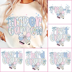 Preppy Back to School Floral Bundle, First Day Of School, School Png, Preppy School Png, First/Second/Third Grade Design, School Bundle Png
