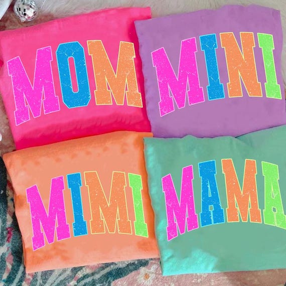 Neon MAMA Bundle png, Varsity Mama Png, Distressed Neon Mama, Colorful Mom Mimi Mini, Retro Mama Shirt Png, Distressed Mama Sublimation