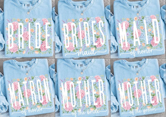 Retro Bachelorette Party Boho Floral Png Bundle, Brides Maid Png, Bride Floral Png, Cottagecore, Mother's of Bride,  Bride and Bach