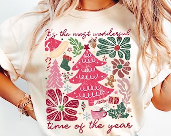 Boho Floral Christmas Png, Pink Christmas Hand Drawn Png, Boho Christmas Sublimation, Coquette Christmas Png, Girly Christmas Tree Png