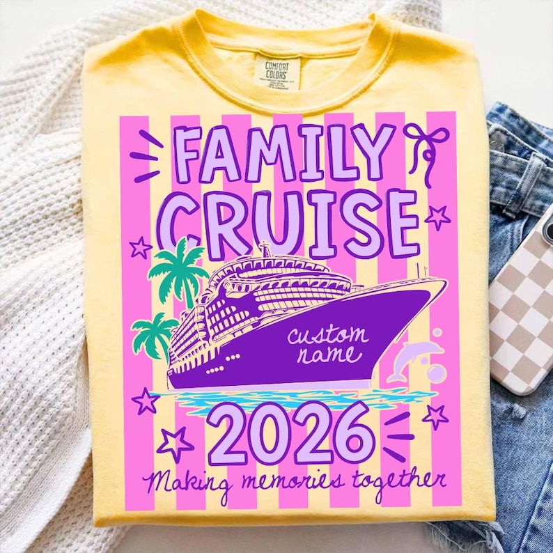 Neon Striped Family Cruise 2026 Png, Making Memories Together Png ...