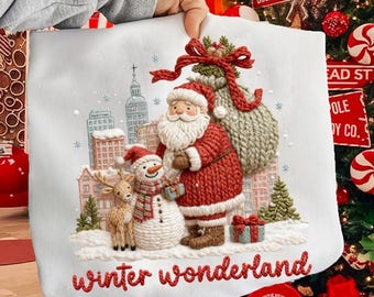 Faux Yarn Winter Season PNG, Christmas Chunky Knit Coquette Christmas PNG, Vintage Santa Christmas png, Reindeer Snowman Realistic Yarn