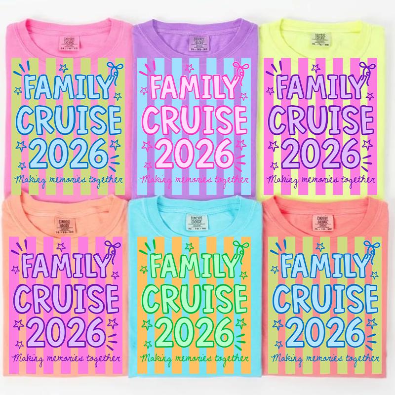 Neon Striped Family Cruise 2026 Png, Making Memories Together Png ...