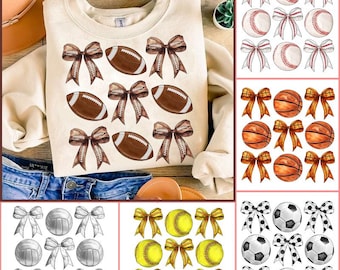 スポーツ コケット ボウ昇華 PNG デザイン バンドル、スポーツ PNG バンドル、フットボール、バレーボール、野球、ソフトボール、学校チーム、ゲーム デー PNG