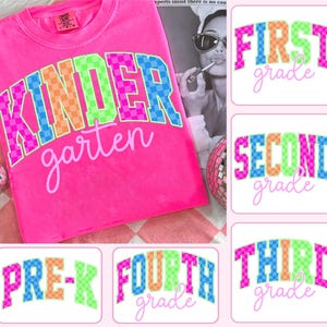 Neon Distressed First/ Second/ Third Grade Bundle Png, Preppy Back To School Png, Pre-k Colorful School Teacher Png, 1st Day Of School Png
