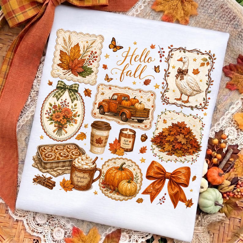 Cottagecore Herbst PNG, Herbst Vibes Collage Design, Herbst Grundlagen, Herbstgans Vintage Herbst Blumen Coquette DTF, Trendy Boutique Png, Digital Bild 4