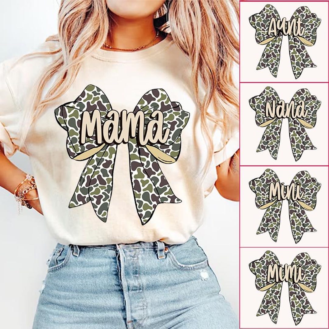 Mama Camo Coquette Bow Bundle PNG, Old School Camo Png, Girls Camo Bow ...