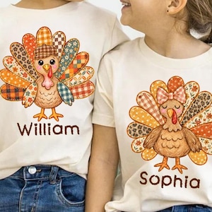 Custom Name Thanksgiving Kids Png, Turkey Boy Girl Png, Thankful Png, Fall Pumpkin Png, Autumn Shirt Png, Leopard, Camo, Ball Cap, Bow