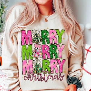 Colorful Coquette Glitter Christmas Ornament Png, Merry Christmas Design, Bright Color Christmas Coquette Bow Dalmatian Dots, brushstroke