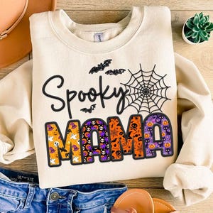Embroidery Mama Halloween Png, Halloween Mom Png, Retro Halloween Ghost Png, Spooky Mama Png, Checkered Halloween Png, Mom Life, Distressed