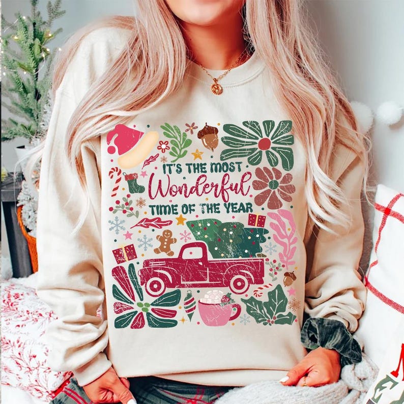 Retro Boho Floral Christmas Png, Vintage Christmas Png, Winter Png