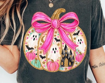 Preppy Halloween Pumpkin PNG, Halloween Ghost PNG, Pink Pumpkin Season Png, Fall Ghost Png, Spooky Png, Aesthetic Png, Halloween Polka Dots