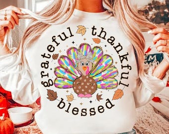 Kleurrijk coquette Turkije png, glitter Turkije Thanksgiving png, dankbaar dankbaar gezegend png, Dalmatische stippen boog handgetekende, penseelstreek