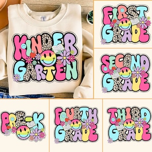 Retro Back to School Bundle, Kindergarten, First Day Of School, School Png, Retro PNG, First/Second/Third Grade Design, School Bundle Png