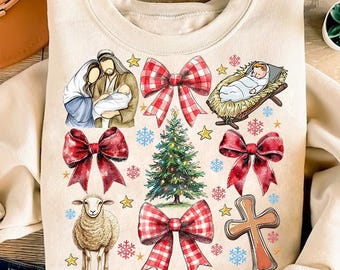 Coquette Jesus Christmas Png, Baby Jesus Png, Christian Christmas Png, Coquette Bow Png, Bible Verse Png, Nativity Scene Png, Oh Holy Night