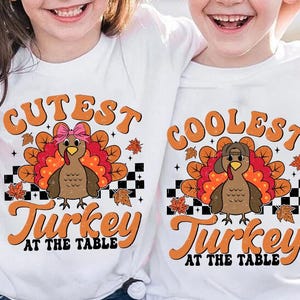 Coolest Turkey At The Table Shirt PNG, Thanksgiving Toddler Png,  Boy/Girl Thanksgiving Kids Png, Funny Turkey Png, Thanksgiving Png