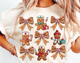 Enfermera de jengibre coqueta Navidad Png, Enfermera retro Png, Feliz Navidad, Regalo para enfermera, Enfermera escolar Png, Sublimación de enfermera divertida