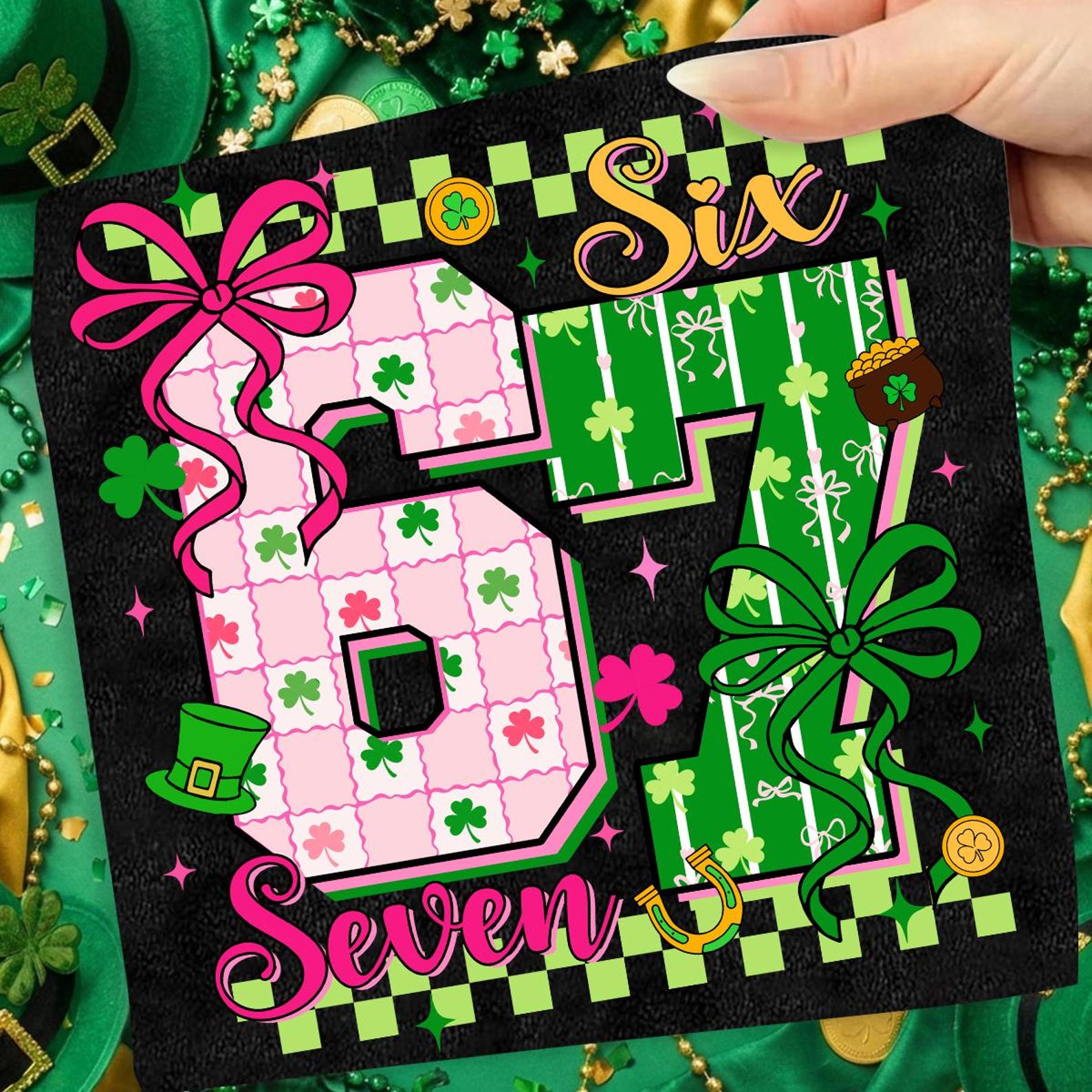 Coquette Six Seven 67 Patrick Png, Lucky Number 67 Png, Trendy 67 Meme ...