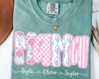 Preppy Floral Mama Bundle Png, Grandmillennial Floral Png, Leopard Png, Mama Floral Png, Mama z imieniem dla dzieci, Striped Mama Png, Dzień Matki