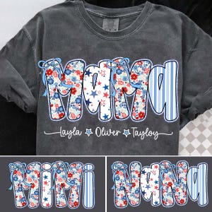 Preppy Floral American Mama Glitter Coquette PNG, 4th of July Mom Png, Stars Stripes Mama Png, USA Mama Nana Mimi Png, Girly American Png