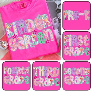 Preppy Back to School Floral Bundle PNG, Coquette Teacher First Day of School Design, Girly Checkered Sublimation, Pre-k 1st/2nd/3rd Grade