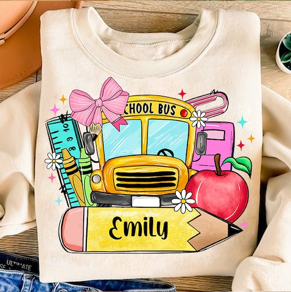 Custom Name Pencil Png, Coquette Back To School Png, Teacher Pencil Png, School Girl Png, First Day of School, Kindergarten, Pre-K