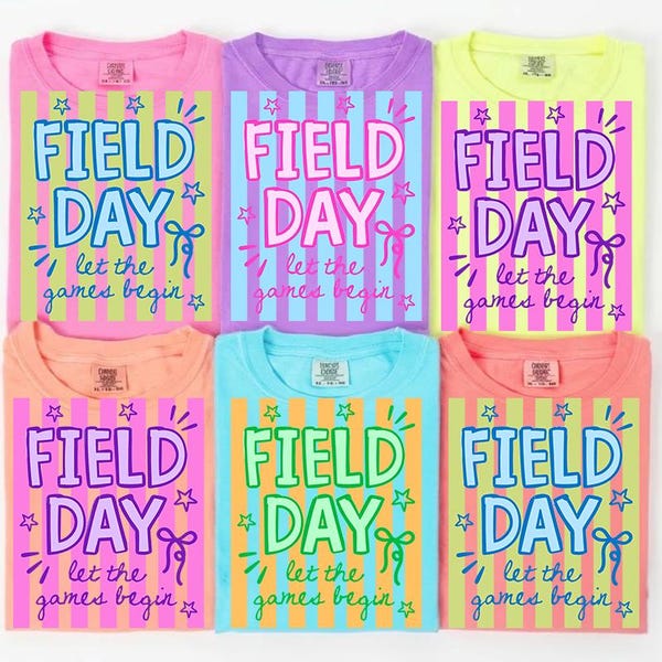 Día de campo neón a rayas ¡Que comiencen los juegos! Png, Día de campo para maestros Png, Escuela retro colorida Png, Día de juegos estudiantiles de moda, Fin de año escolar