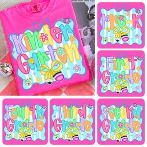 Preppy Back to School Bundle PNG, Coquette Teacher First Day of School Shirt Design, Girly Checkered Sublimation, Pre-k 1st/2nd/3rd Grade