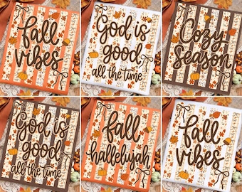 Paquete PNG de estilo preppy a rayas para otoño, PNG floral otoñal, Dios es bueno, PNG de temporada acogedora, PNG femenino otoñal, Aleluya de otoño, Otoño floral